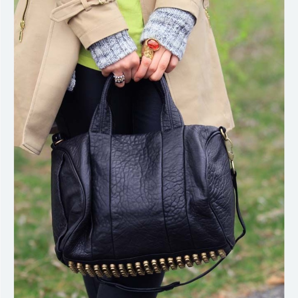 Alexander Wang Black Shoulder Bag with Silver Studs